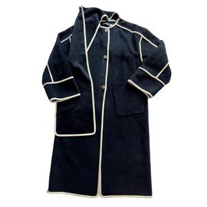 NWOT Mint Velvet Contrast Split Seam Scarf Coat in Navy Blue Sz M